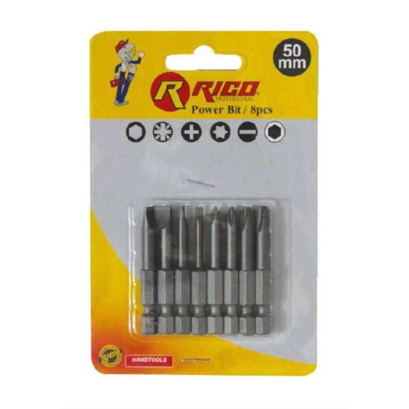 Rico 005-KK1130 Yıldız Düz Bits Uç Seti PH+PZ+SL 8 Parça 50 mm