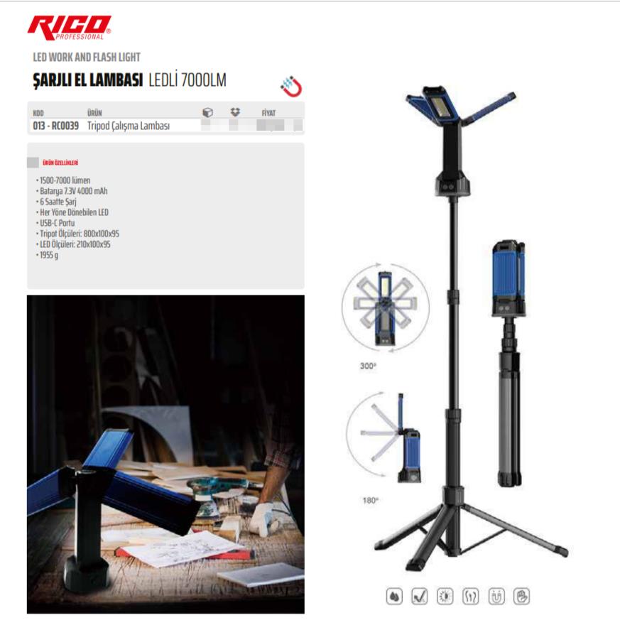 RİCO TRİPOD ÇALIŞMA LAMBASI 013-RC0039