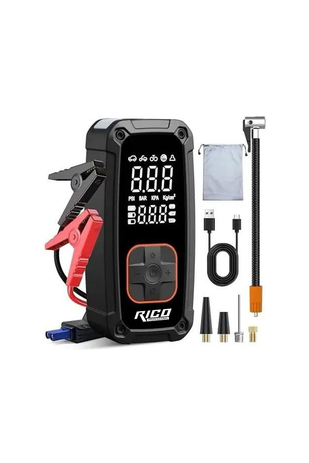 RİCO Şarjlı Hava Kompresörü Ve Akü Şoklama Makinesi 022-RC4074