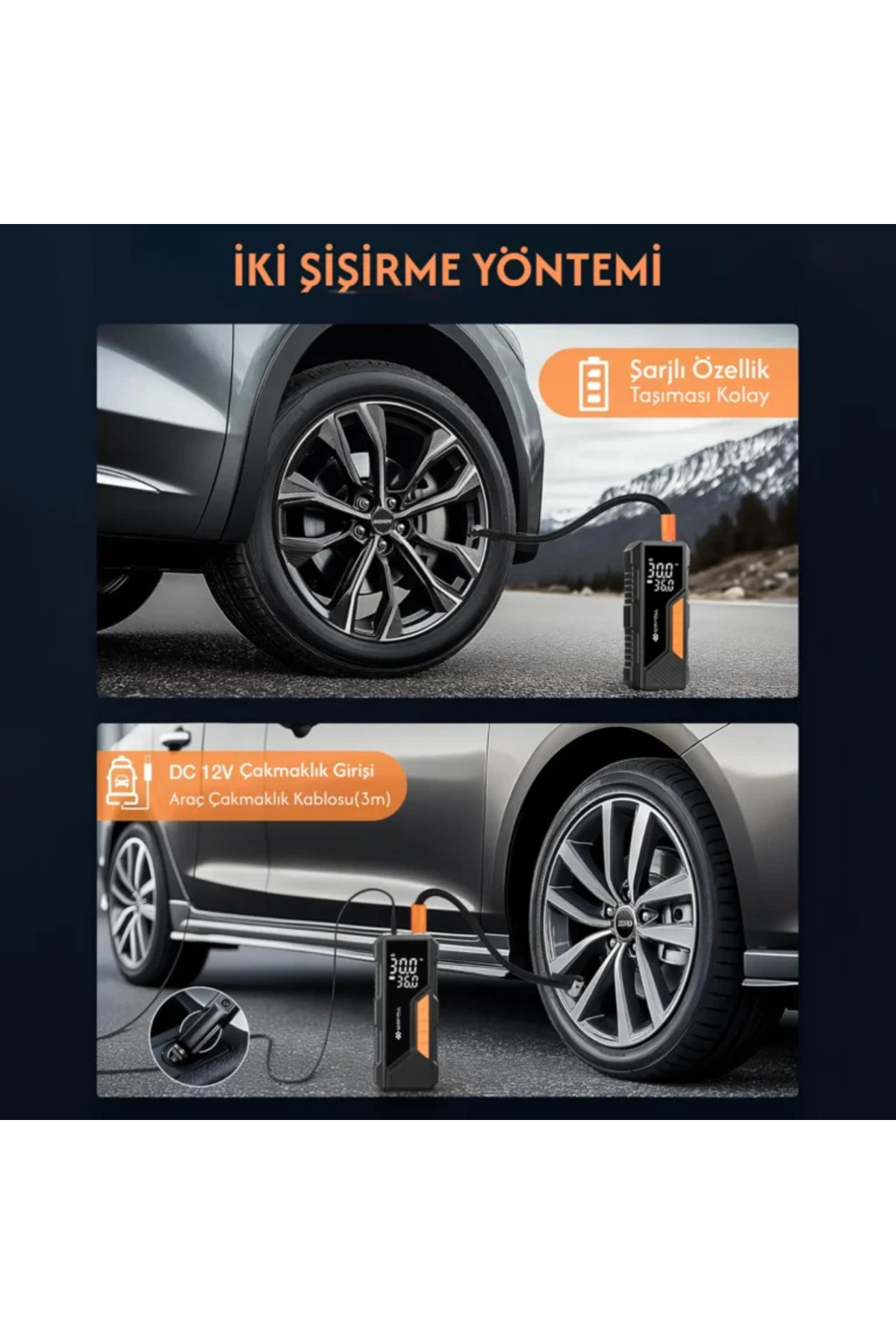 Rico 022-RC4076 Şarjlı Dijital Hava Kompresörü