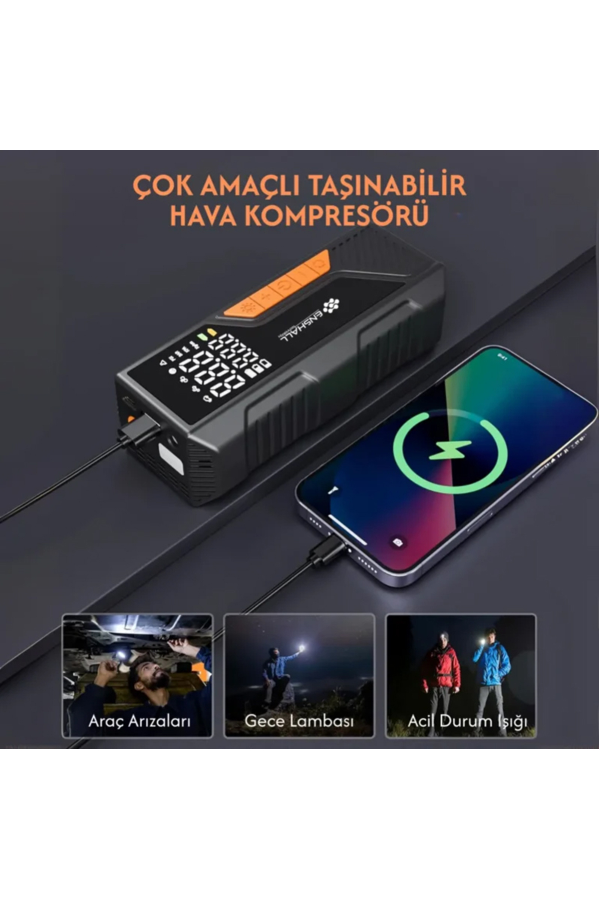 Rico 022-RC4076 Şarjlı Dijital Hava Kompresörü