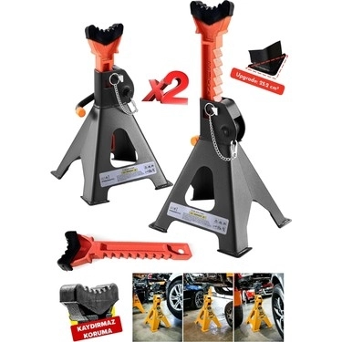 RİCO 3 Ton 4 Ayaklı Kriko Standı Araba Araç Sehpası 2 Adet