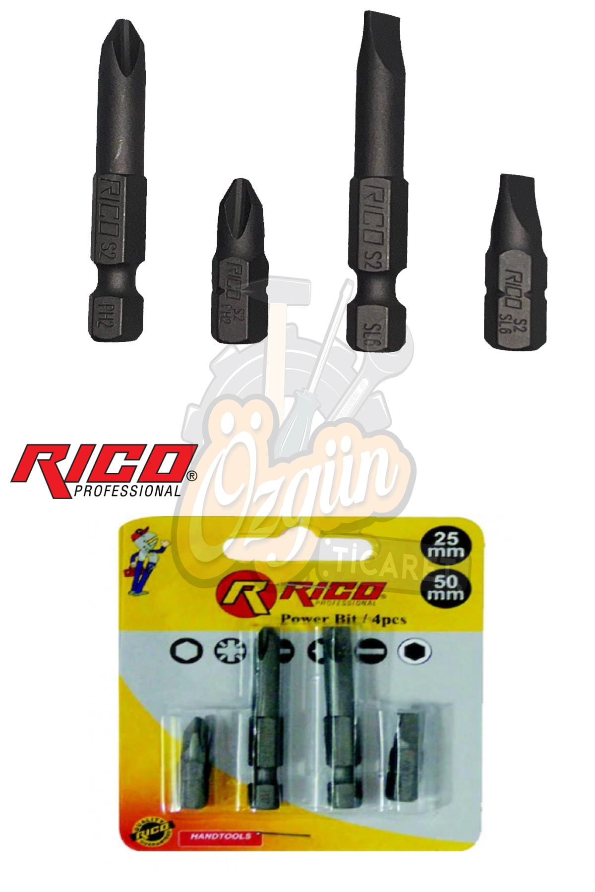 rico Matkap Uçları Torx Alyan Düz Yıldız 22 Parça 50 Mm Manyetik Mıknastıslı Orjinal Çelik