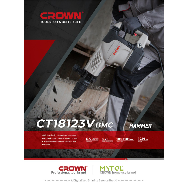 CROWN Kırıcı Sds Max 1500W 11 Kğ CT18123V BMC