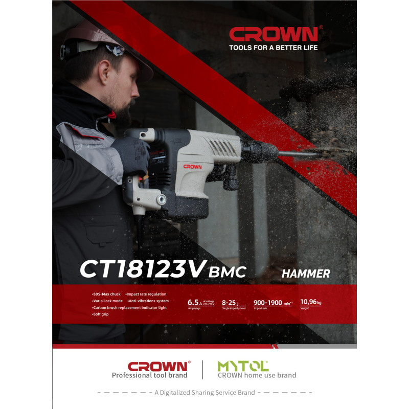 CROWN Kırıcı Sds Max 1500W 11 Kğ CT18123V BMC