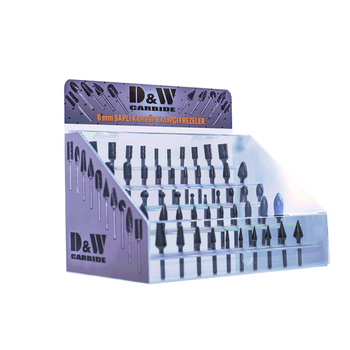 DWCarbide 50 Parça 6 mm. Saplı Karbür Kalıpçı Freze Seti