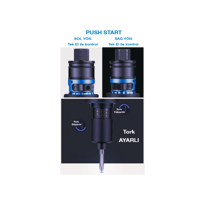 Emax 6mm. 1000 RPM Shut-Off Düz Havalı Tornavida