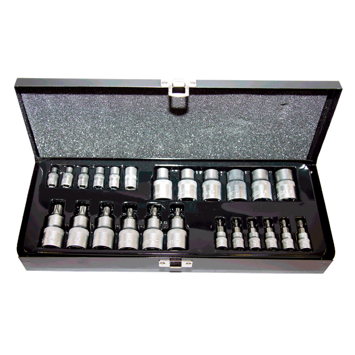 NTTools 25Parça 1/4’’ve1/2’’CR-V Torx ve E Tipi Torx Lokma Seti