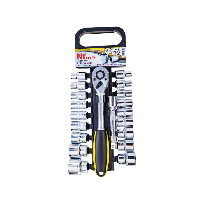 NTTools 1/2 ’’ Altı Köşe CR-V Lokma Seti 20 Parça