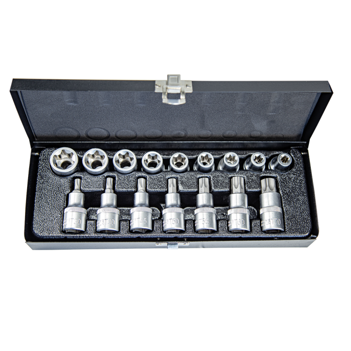 NTTools 16 Parça 1/2’’ CR-V Torx ve E Tipi Torx Lokma Seti