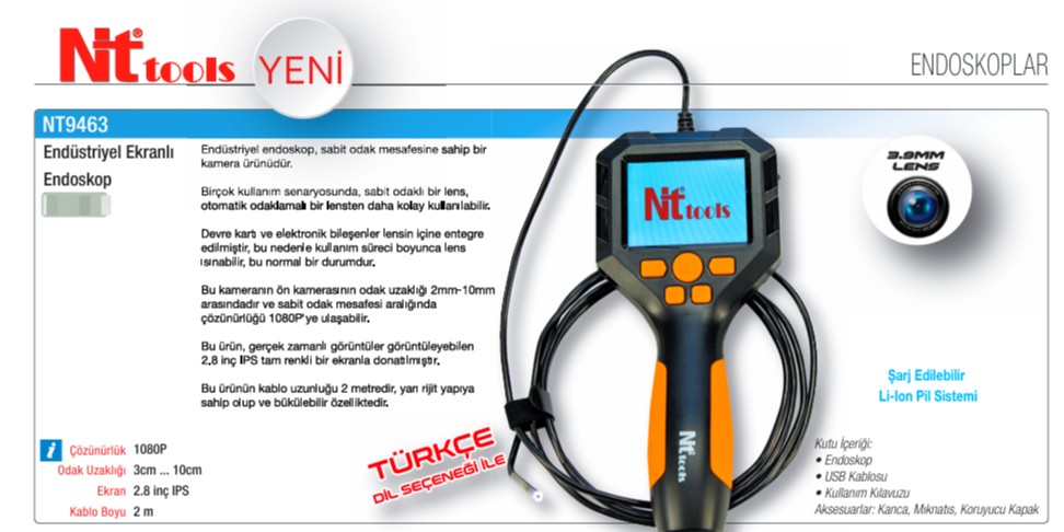 NTTools Dijital Endüstriyel Endoskopi Kamerası