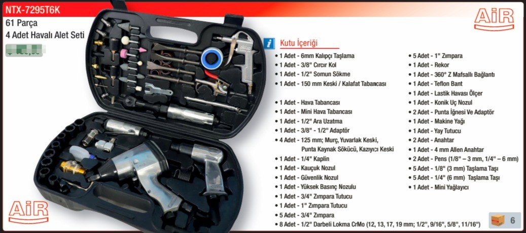 NTAirTools NTAirTools Havalı Alet Seti 61 Parça