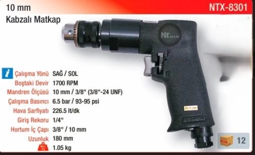 NTAirTools Havalı Matkap 10 MM
