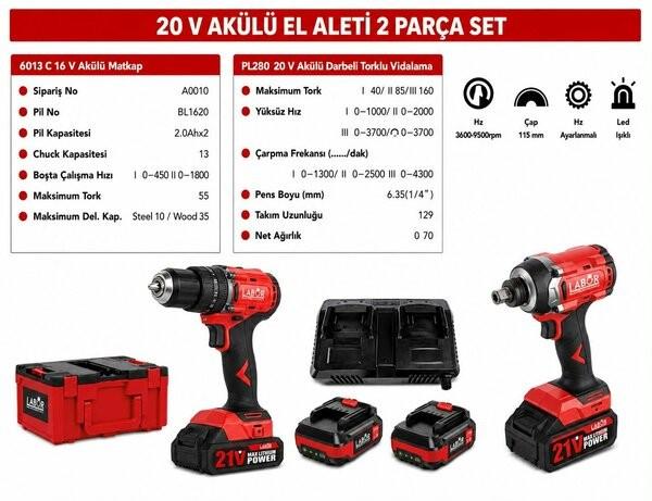 LABOR PERFORMANCE PLUS ŞARJLI 2’Lİ SET 6013C+PL280MK