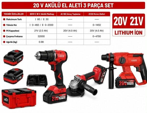LABOR PERFORMANCE PLUS ŞARJLI 3 LÜ SET 6013C-ZC22-AT102