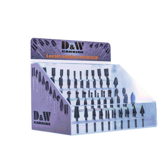DWCarbide 50 Parça 6 mm. Saplı Karbür Kalıpçı Freze Seti