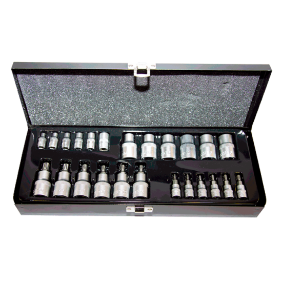 NTTools 25Parça 1/4’’ve1/2’’CR-V Torx ve E Tipi Torx Lokma Seti