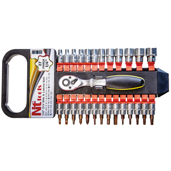 NTTools 27 Parça 1/4’’ Altı Köşe CR-V Bits ve Lokma Seti