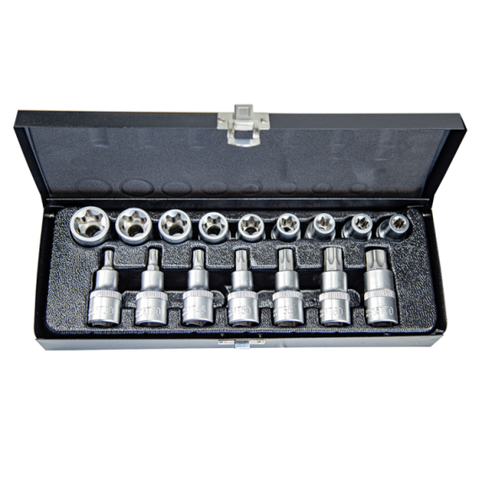 NTTools 16 Parça 1/2’’ CR-V Torx ve E Tipi Torx Lokma Seti