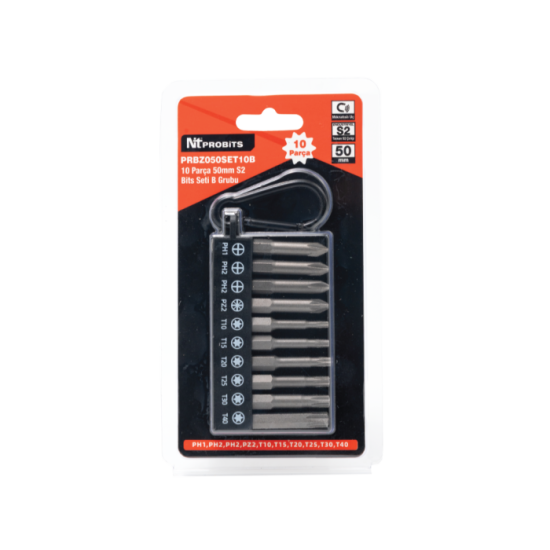 10 Parça 50mm S2 Manyetik Bits Seti - B Grubu
