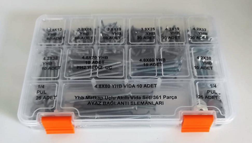 AY-CİV Yhb Matkap Uçlu Akıllı Vida Seti 361 Parça