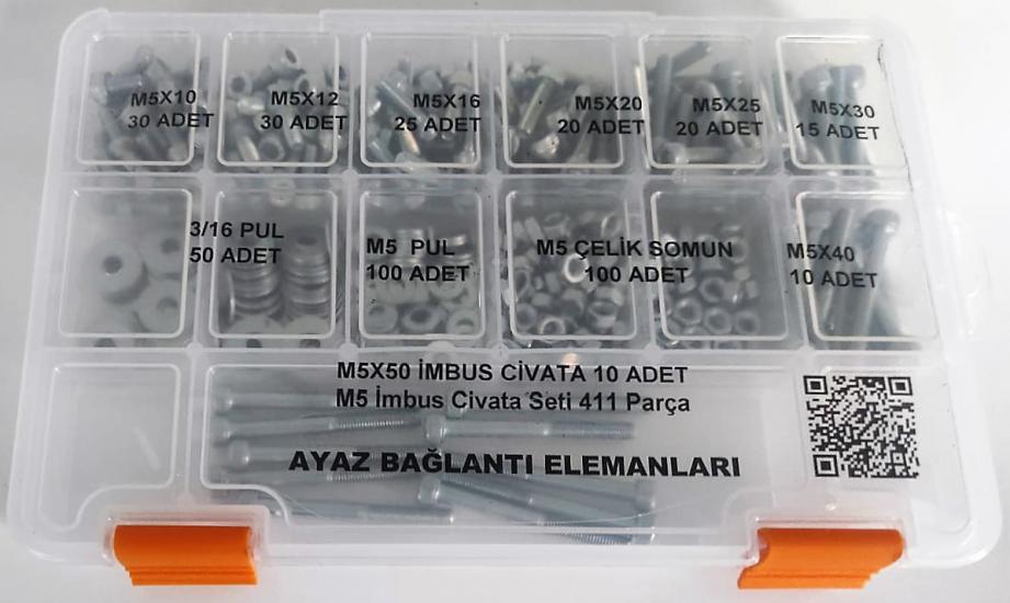 AY-CİV M5 İmbus Civata Seti 411 Parça Dın 912 Alyan