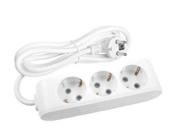 VİKO Multi-Let Beyaz Üçlü Priz Topraklı Kablolu 3 Metre