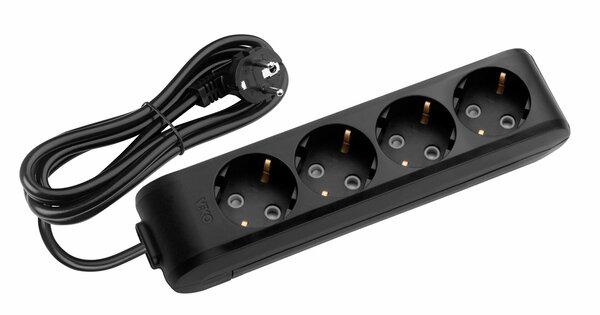 VİKO Multi-Let Siyah Dörtlü Priz Topraklı Kablolu 3 Metre