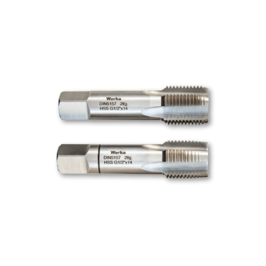 Werka DIN5157 -GAZ DİŞ 2 Parça HSS Düz El Kılavuzu G 1’’ x 11