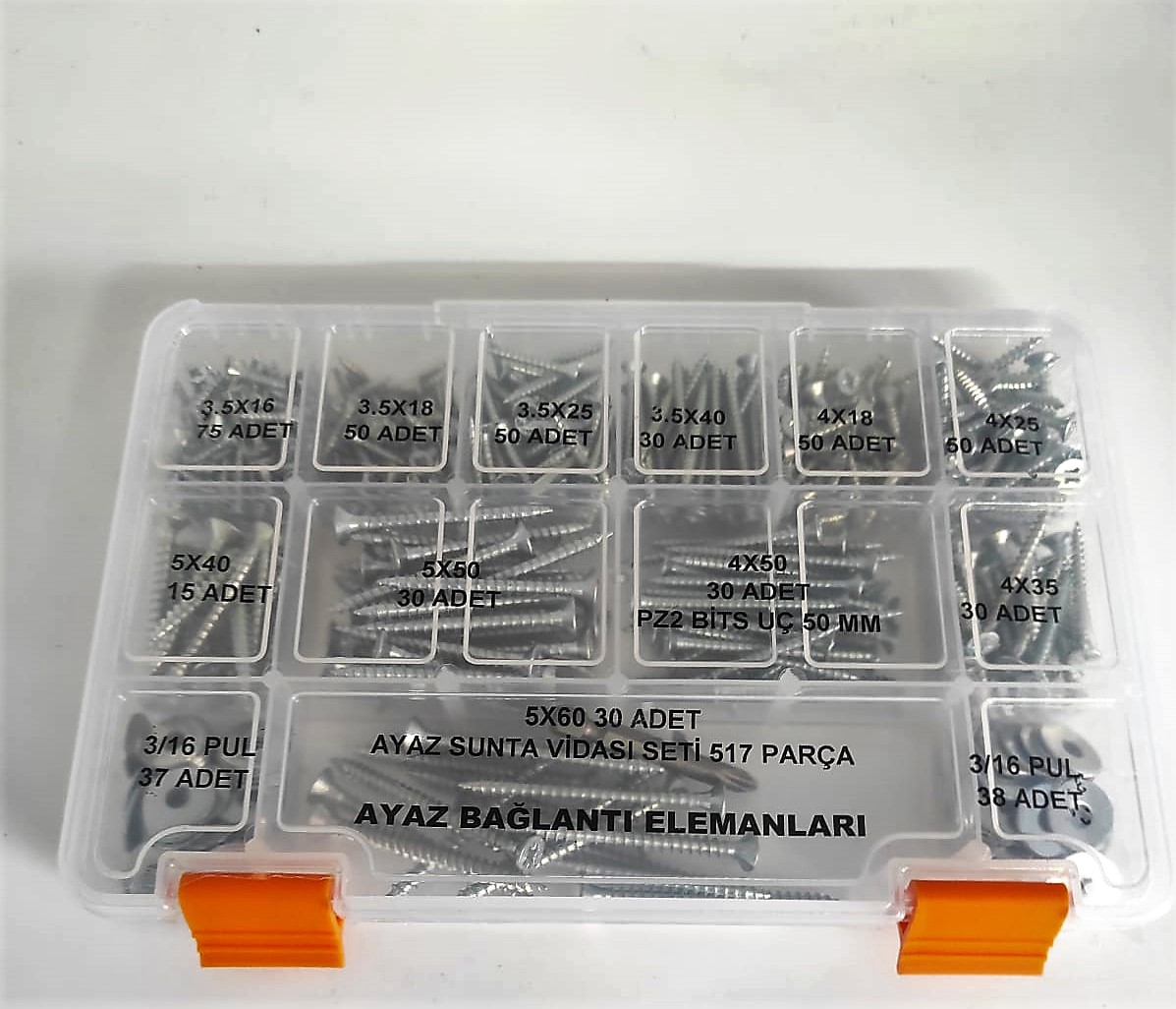 AY-CİV Sunta Vidası Seti 517 Parça Dolu Dolu Set