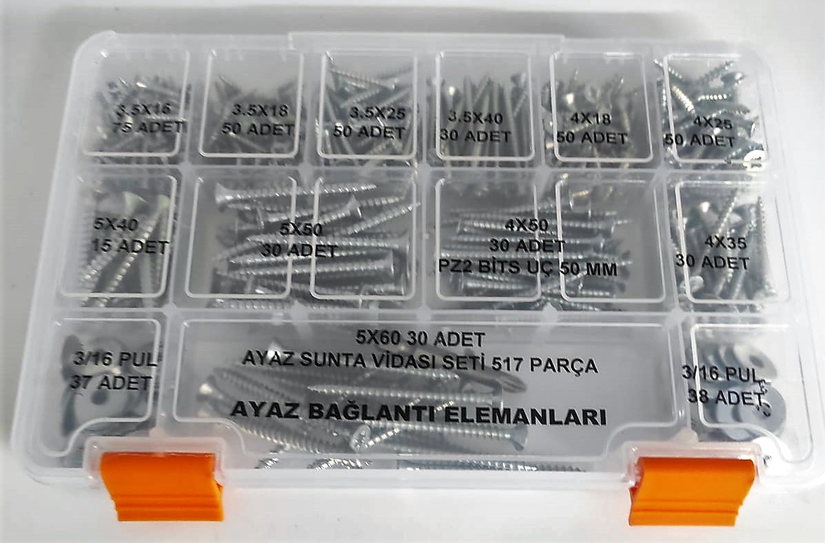AY-CİV Sunta Vidası Seti 517 Parça Dolu Dolu Set