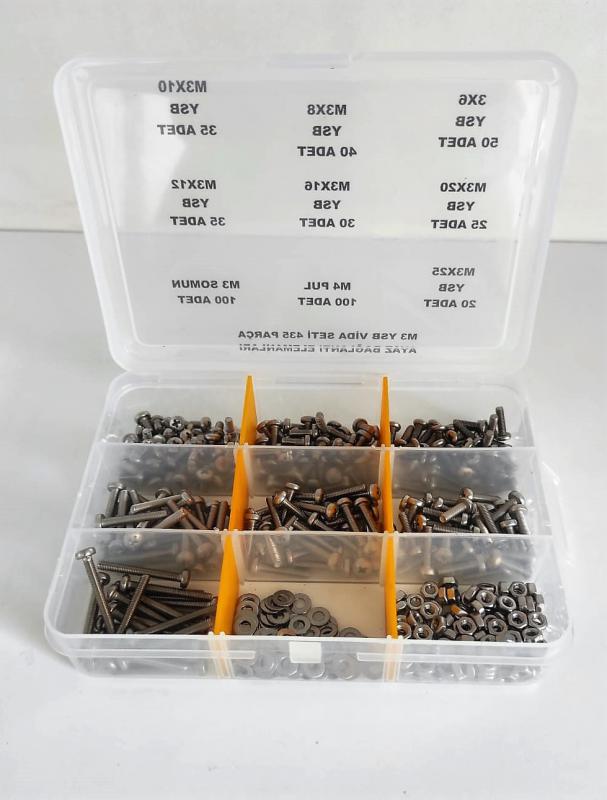 AY-CİV M 3 Ysb Vida Seti Paslanmaz İnox 435 Parça A2-70 304 K