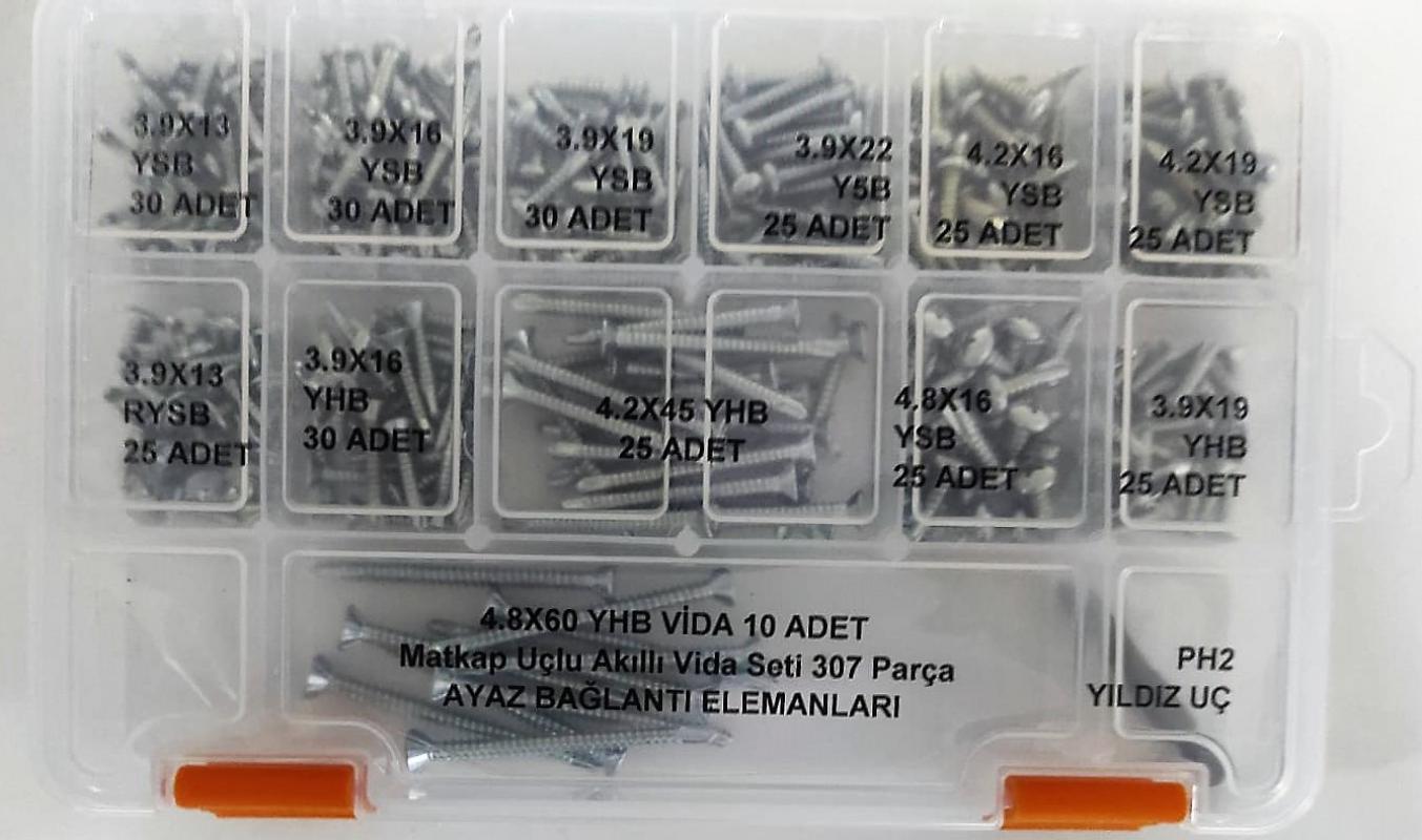 AY-CİV Matkap Uçlu Akıllı Vida Seti 307 Parça