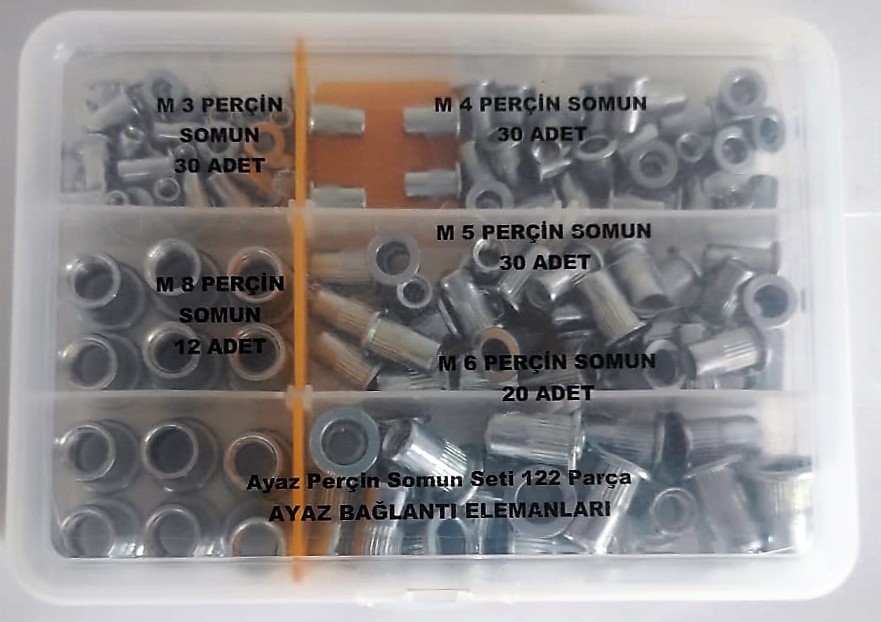 AY-CİV Perçin Somun Seti 122 Parça