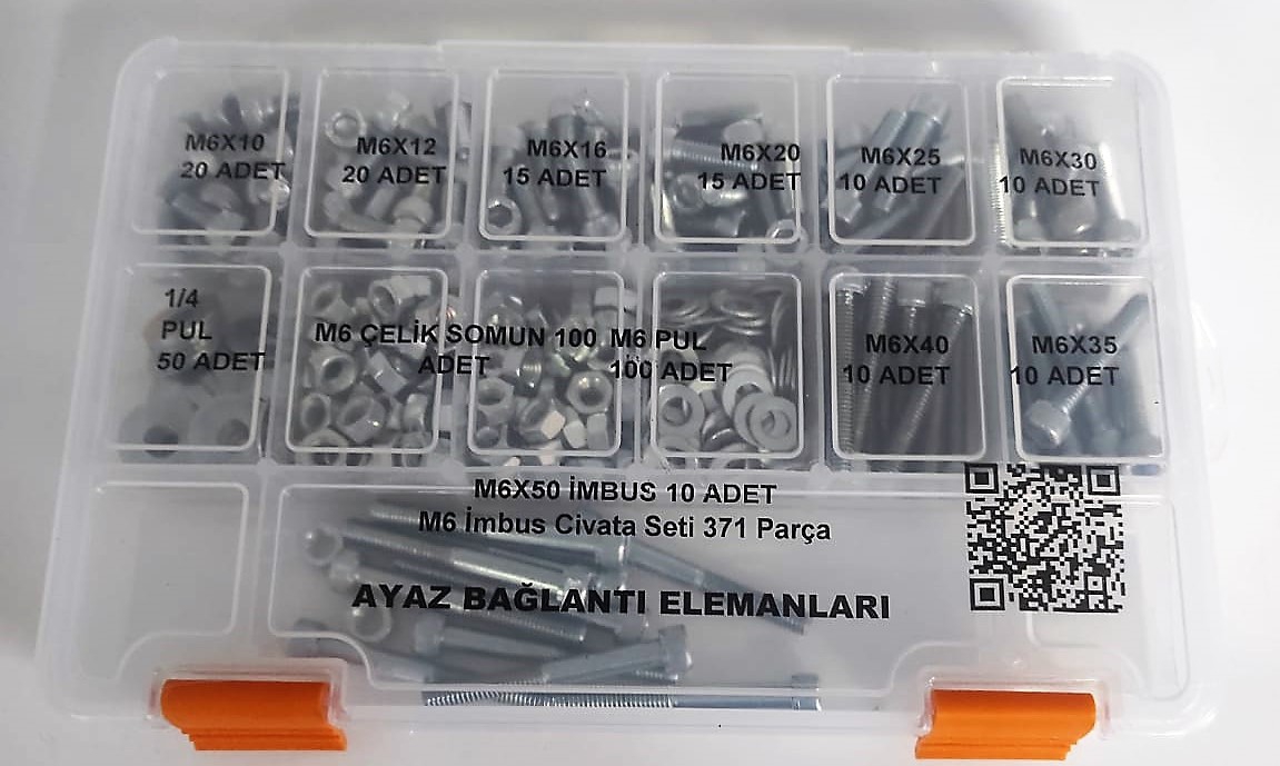 AY-CİV M6 İmbus Civata Seti 371 Parça Dın 912