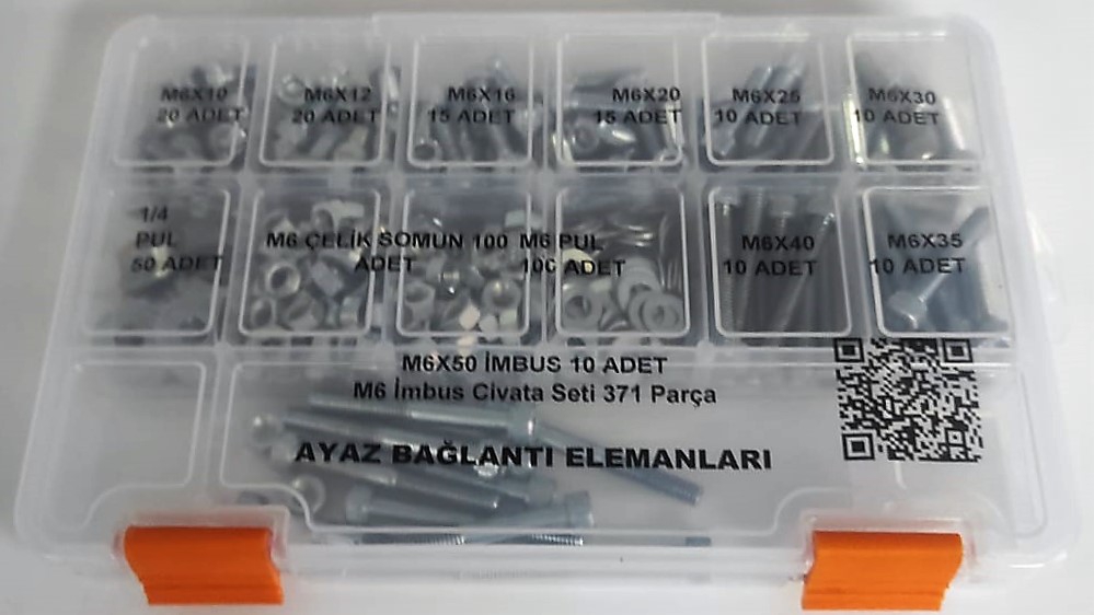 AY-CİV M6 İmbus Civata Seti 371 Parça Dın 912