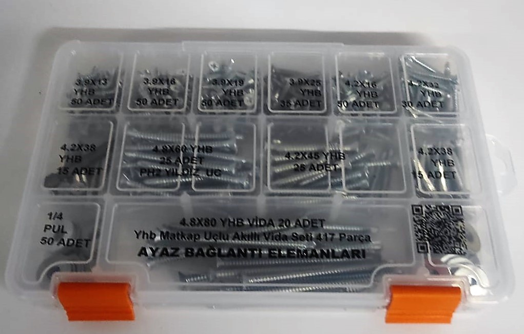 AY-CİV Yhb Matkap Uçlu Akıllı Vida Seti 417 Parça