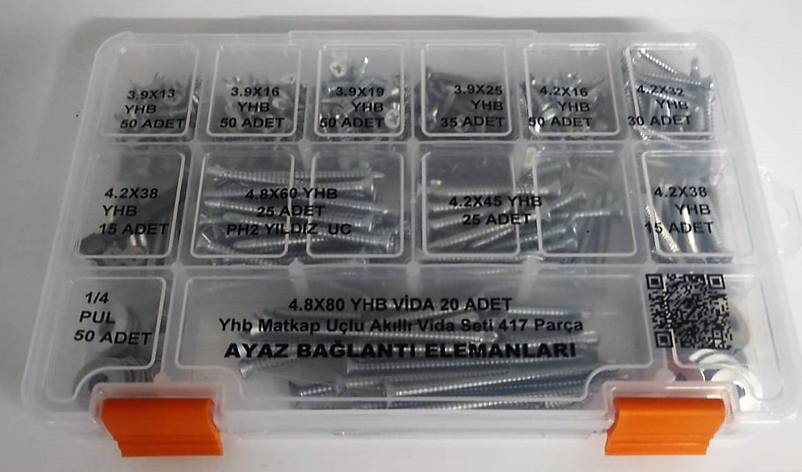 Ayaz Yhb Matkap Uçlu Akıllı Vida Seti 417 Parça - AY-CİV