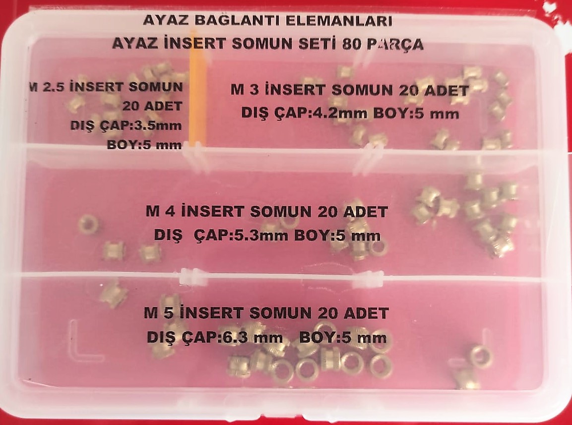 AY-CİV İnsert Somun Seti 80 Parça (İnsört) Plastik Somunu