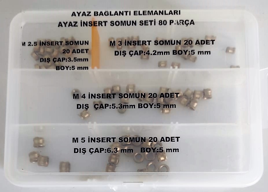 AY-CİV İnsert Somun Seti 80 Parça (İnsört) Plastik Somunu