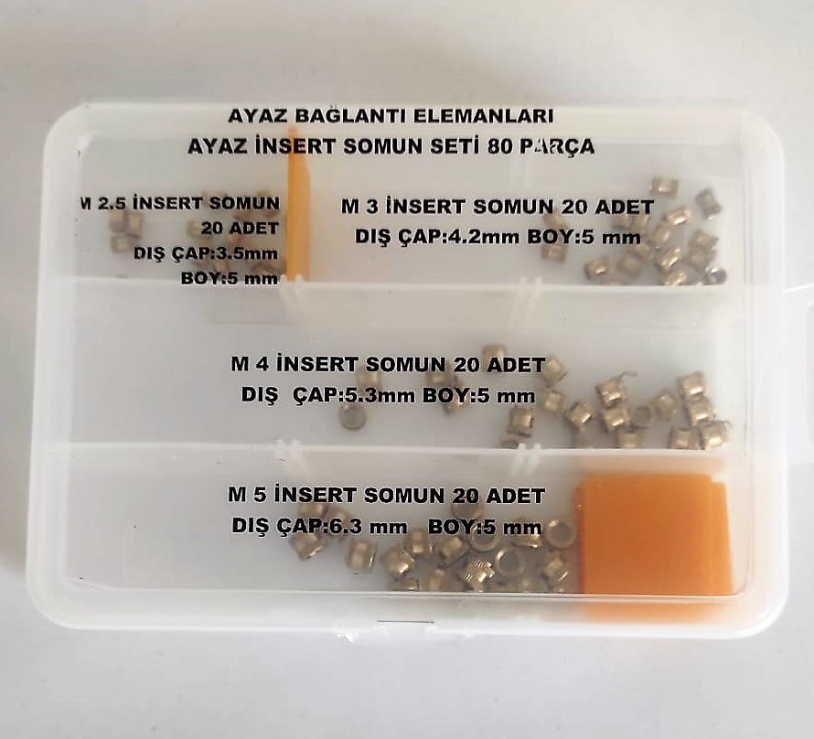 AY-CİV İnsert Somun Seti 80 Parça (İnsört) Plastik Somunu